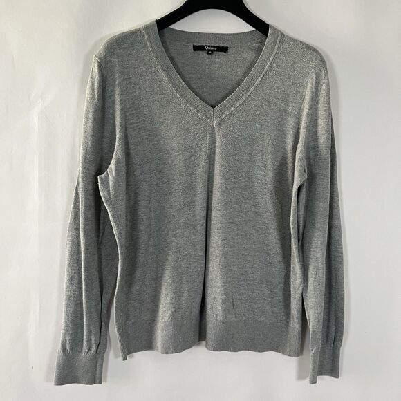 Quince Sweater Organic Cotton Cashmere Viscose Blend XL Preppy Minimal Classic - Picture 2 of 7